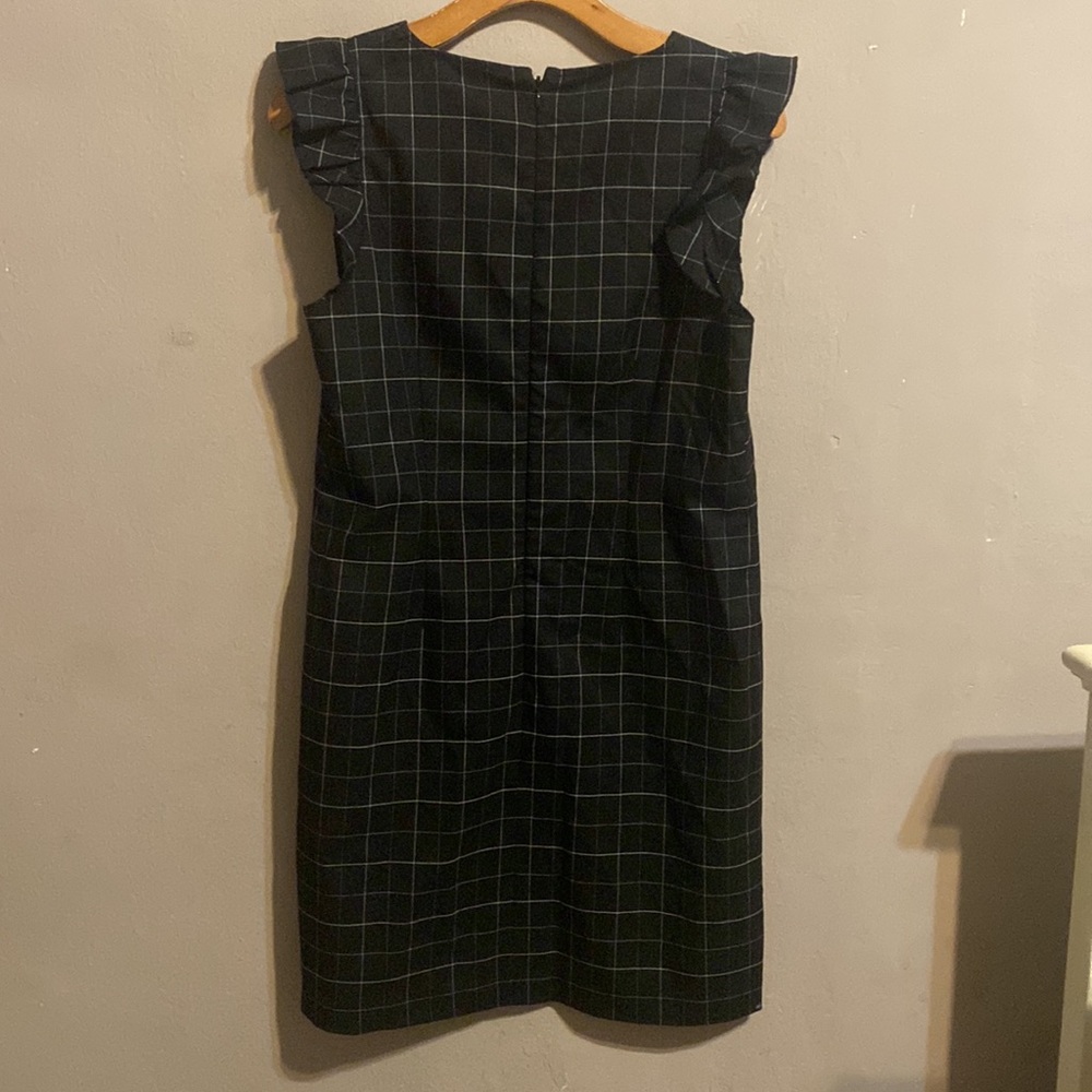 Loft Windowpane Plaid Flutter Sleeve Shift Dress - image 6